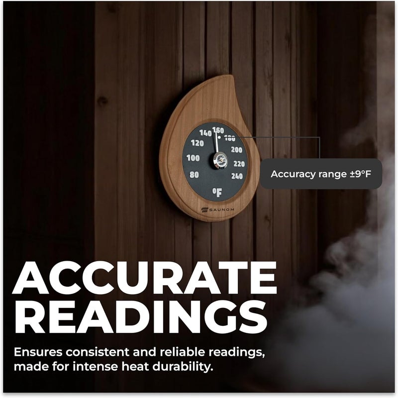 LUMERAM Premium Wooden Sauna Thermometer - Large Numbers, Durable and Long Lasting, Easy to Install Sauna Thermometer Fahrenheit - Image 4